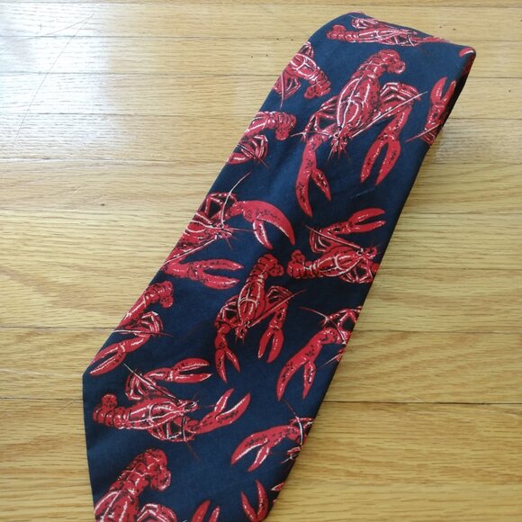 Vintage Lobster Neck Tie Novelty Necktie "An Original by Kelly Design" Red Blue - Picture 2 of 11